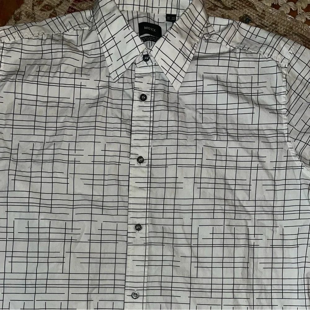 Mexx Men’s Short Sleeve Dress Shirt -Black -White Print - Sz XXL-VGUC - Picture 1 of 6